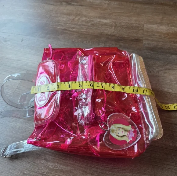Vintage Rare 1998 BARBIE AVON Collab Hot Pink Clear Vinyl Backpack Purse